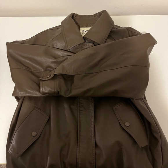Brown Leather Bomber Jacket - Picture 2 of 5